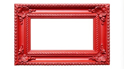 Red picture frame with leading lines design isolated on white background