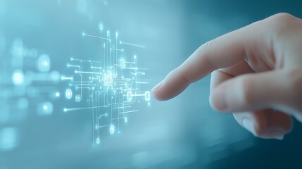 Finger Touching Abstract Technology Interface