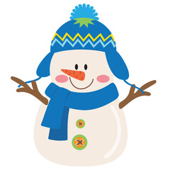 Cute Christmas snowman vector cartoon illustration