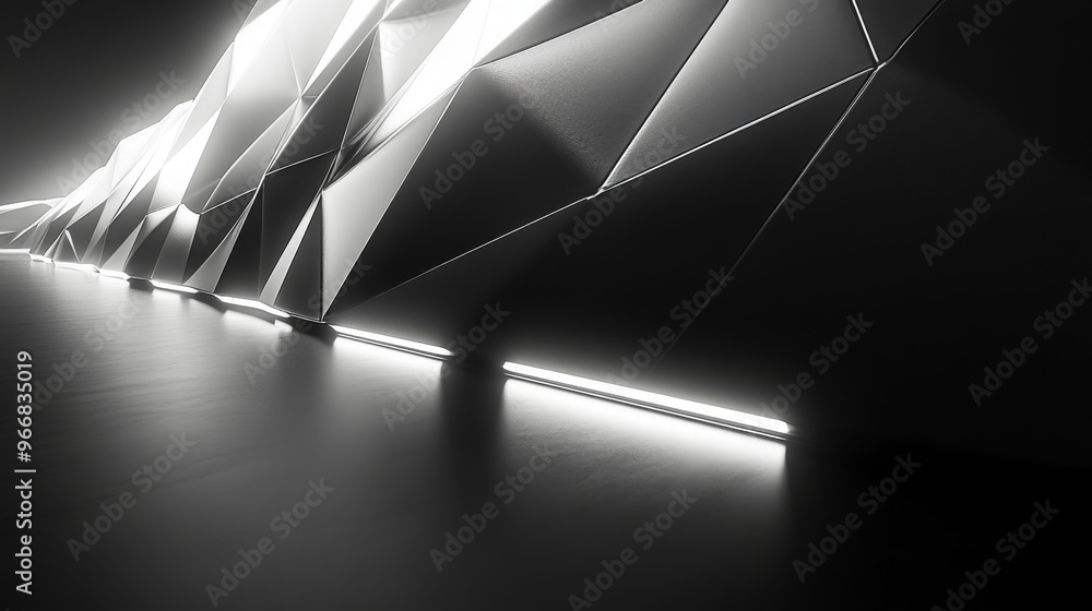 Poster abstract geometric structure with glowing lines