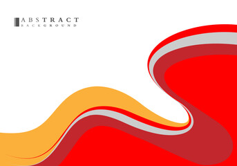 Background with beautiful curved red and white colors, minimalist, elegant
