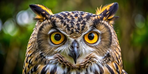 Obraz premium Shrouded in mystery, the majestic owl of the African savanna spreads its wings, its golden gaze piercing the