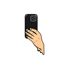 selfie left hand gesture using the front camera of a mobile phone vector illustration