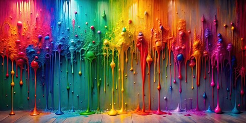 Obraz premium Reflected colorful ink drops on colorful wall