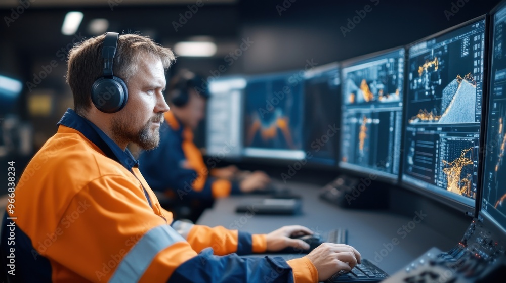 Poster high-tech mining control room: real-time monitoring of operations