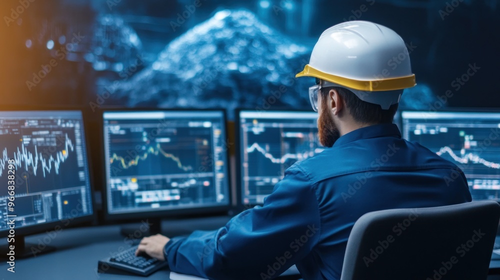 Poster high-tech mining control room: real-time monitoring of operations