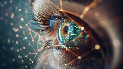 Biometric eye scan and network - stock photo Eye biometrics and network.