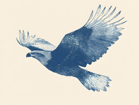 recommend clip art: risograph print texture, eagle, whimsical and charming, line drawing, minimalist