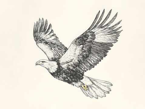 recommend clip art: risograph print texture, eagle, whimsical and charming, line drawing, minimalist