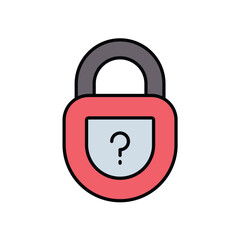 padlock color line icon with white background vector stock illustration