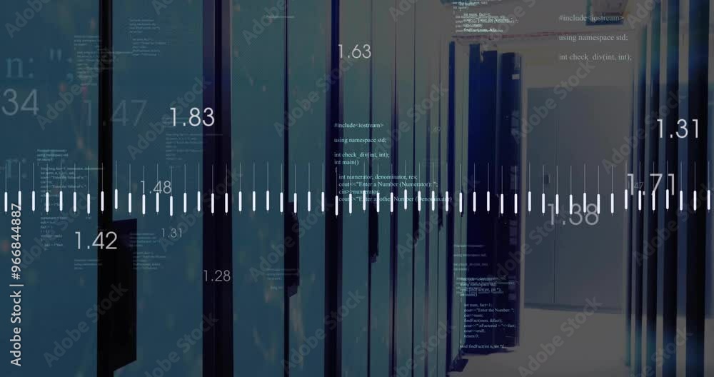 Aufkleber animation of digital data processing over computer servers