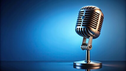 retro microphone on blue background
