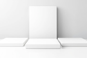 Fototapeta premium A minimalist display featuring blank canvases on a clean, modern surface, perfect for showcasing art or design.