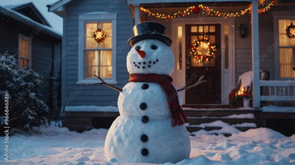 Wall mural snowman in the garden