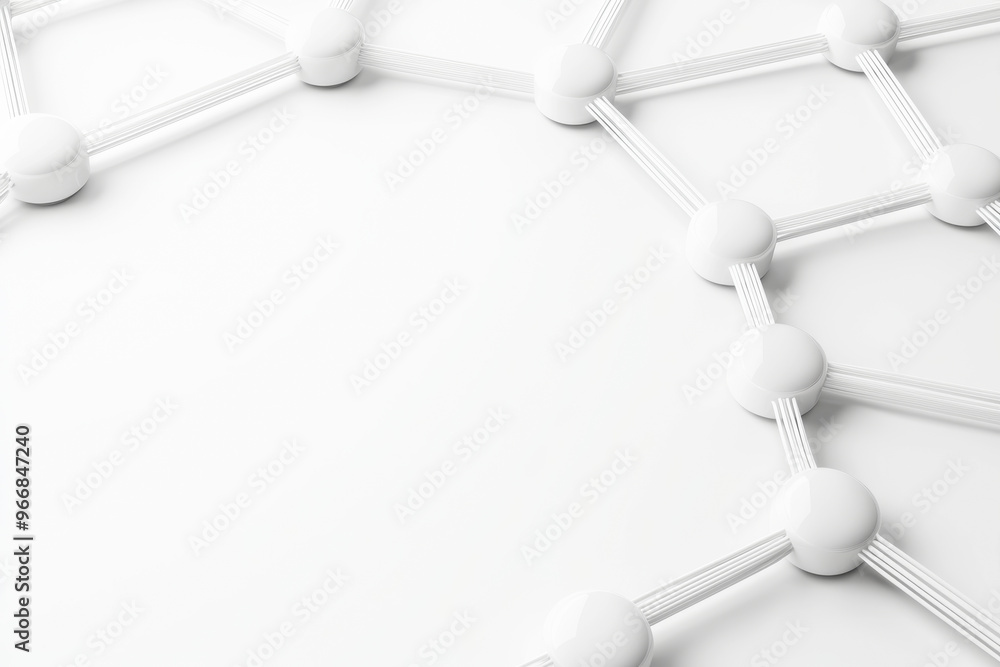 Poster abstract network illustration with white nodes and connections on a clean background, ideal for tech