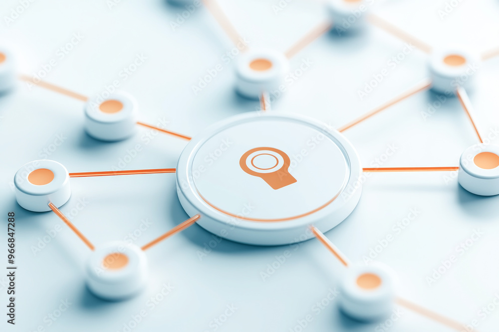 Poster abstract network concept showcasing connections with a central focus, symbolizing collaboration and 