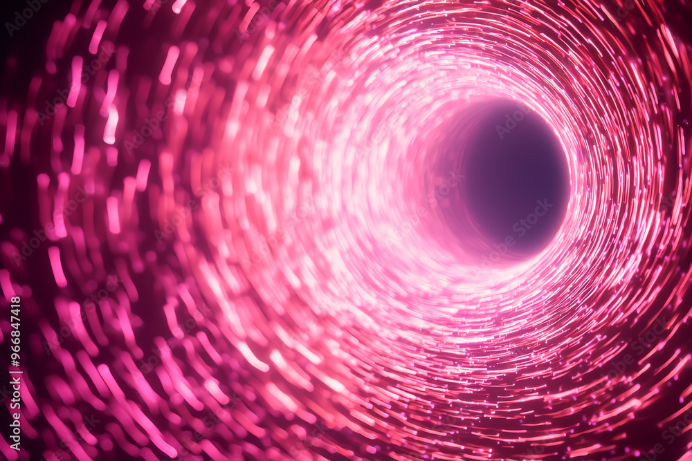 Poster an abstract view of vibrant swirling lights creating a captivating tunnel effect in shades of pink a