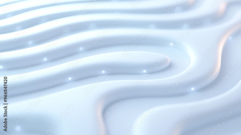 Poster an abstract white wave pattern with soft curves and subtle lighting, perfect for backgrounds, design