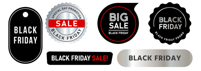 Black Friday stamp promotion offer colorful badge special sale limited time advertisement design set collection