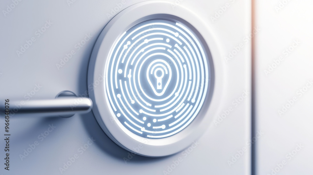 Aufkleber futuristic lock design featuring a digital interface, symbolizing security and technology in modern 