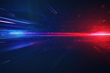 Dynamic motion background with dramatic blue and red light streaks, perfect for technology, speed, or action-themed visuals.