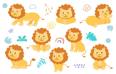 cute baby lion element object for kid design