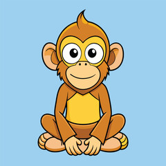 Obraz premium Cartoon waving monkey