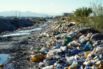 Obraz premium Waste landfill illustration created with Generative AI