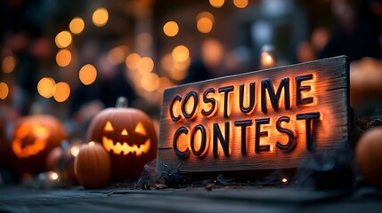 Sign that reads “COSTUME CONTEST” - Halloween - bar - pub - club - event - theme night  - October - scary - spooky 