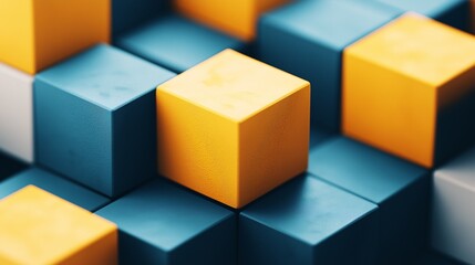 Obraz premium Blue and yellow cubes representing multidimensional arrays in NumPy Python library