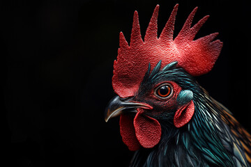 Closeup cockfighting on dark background 