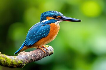 Fototapeta premium The common kingfisher (alcedo atthis) wetlands birds's colored feathers from different birds that live in ponds, swamps