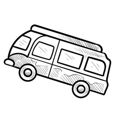 camper van travel handdrawn illustration