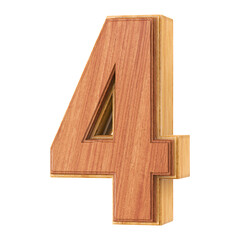 Wooden 3D Number 4