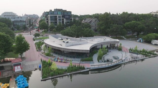 Aerial shot of Bde Maka Ska Pavilion located at Minneapolis, USA.