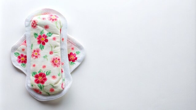 Sanitary napkin menstrual pad on white background