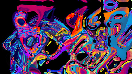 Psychedelic colorful abstract fluid and liquid fractal background 