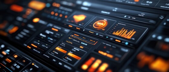 Obraz premium Futuristic Interface with Orange Glowing Indicators