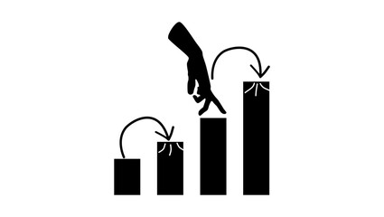 hand showing growth chart, digital marketing concept, black isolated silhouette