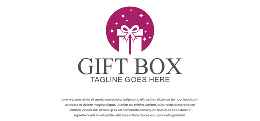 Gift box logo design, greeting box vector or gift box wrap, on white background