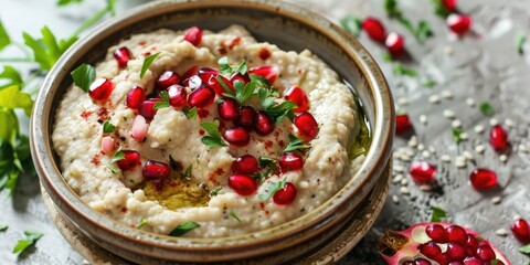 Lebanese Baba Ghanoush with Pomegranate Seeds