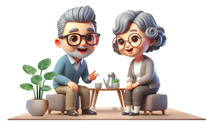 Elderly people are meeting and talking to each other.