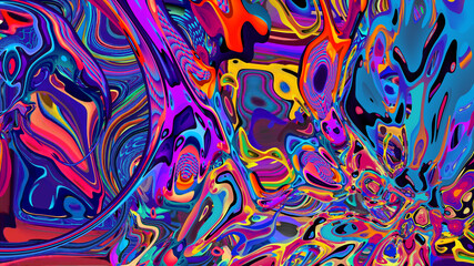 Psychedelic colorful abstract fluid and liquid fractal background 