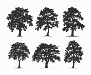 Fototapeta premium Oak tree silhouette EPS vector file illustration template