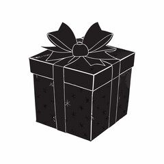 Christmas Present ribbon bow black vector  silhouette 