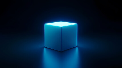 Minimalist tech design with glowing cube