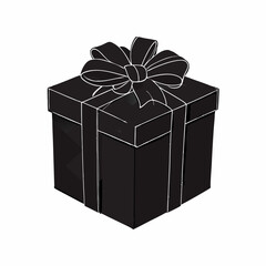 Christmas Present ribbon bow black vector  silhouette 