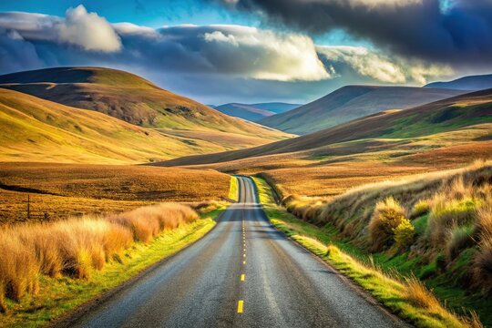 Scenic road in Glen Mavis, North Lanarkshire, Scotland, UK
