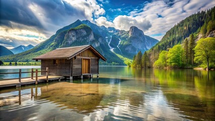 Fototapeta premium Scenic summer mountain vacation with lake flood