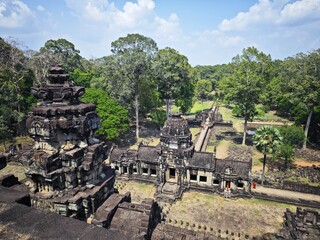 ruins of old Khmer temples in Angkor